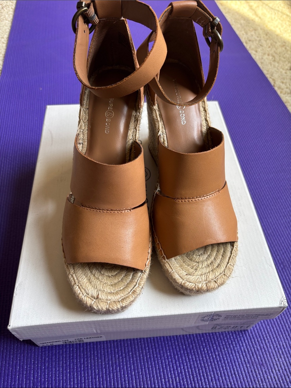 Treasure & Bond Tan Espadrille Wedge Sandals with Ankle Strap